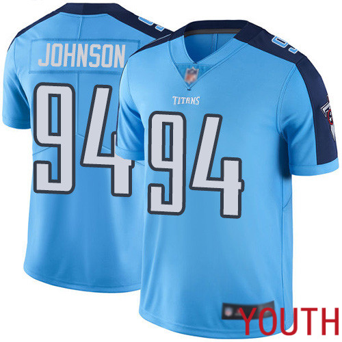 Tennessee Titans Limited Light Blue Youth Austin Johnson Jersey NFL Football #94 Rush Vapor Untouchable->tennessee titans->NFL Jersey